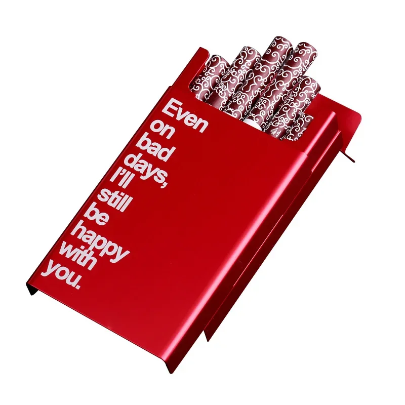 2027 Coarse Sliding Cover Cigarette Box 20 Pack Push-pull Cover Metal Pull-down Cigarette Box Personalized Lettering Wholesale