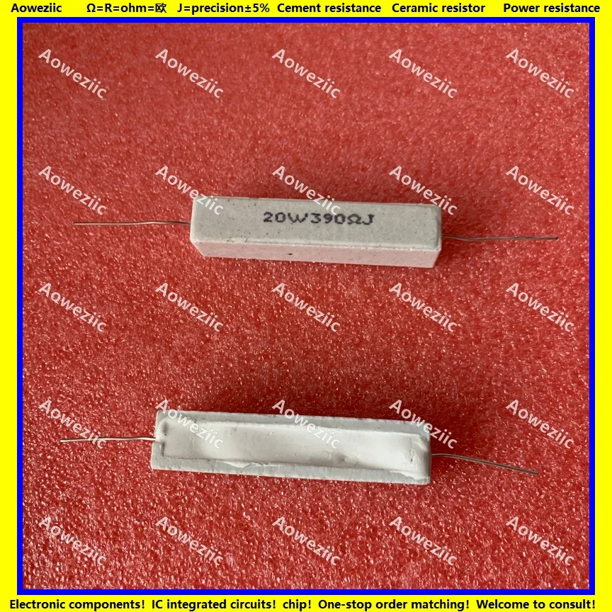 10Pcs RX27 Horizontal cement resistor 20W 390 ohm 20W 390R 390RJ 20W390RJ Ceramic Resistance precision 5% Power resistance