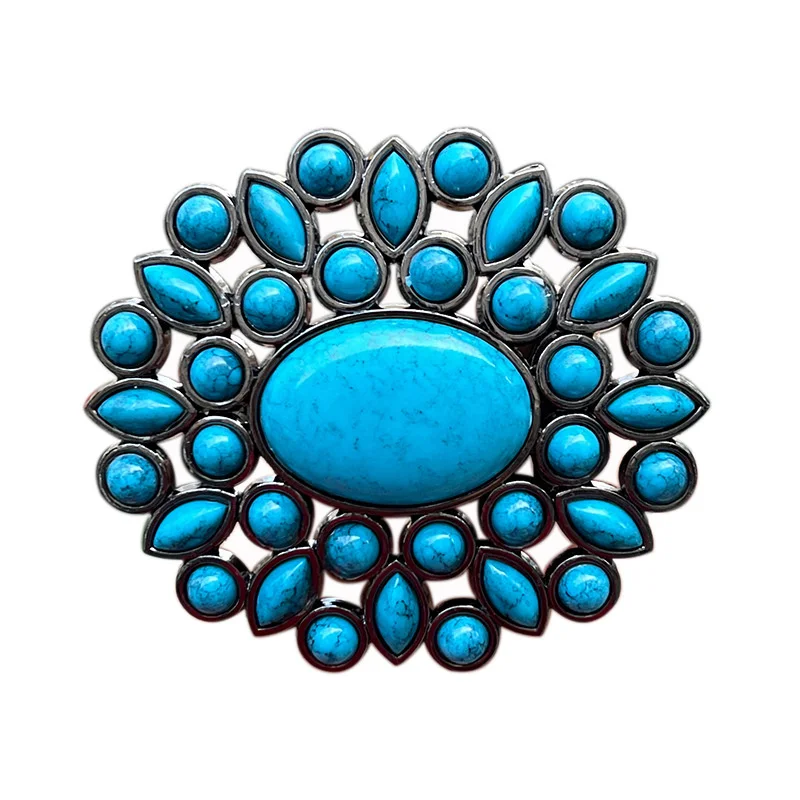 

Zinc alloy turquoise Bohemian leather belt buckle with western style