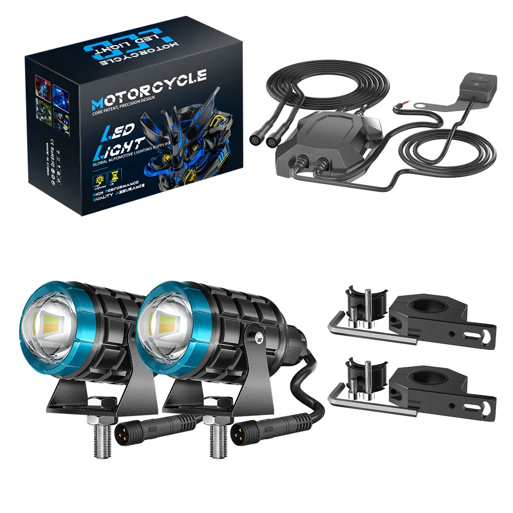 

Универсальная светодиодная фара для мотоцикла, линза проектора, двухцветная лампа для ATV, скутера, противотуманная фара, вспомогательный прожектор, лампа