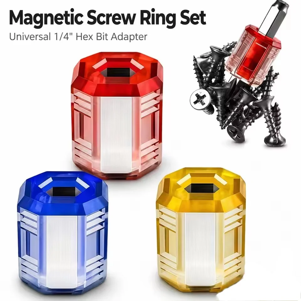 3Pcs Screwdriver Bit Magnetizer Demagnetizer Magnetic Ring Quick Magnetizing Degaussing Tool for Electric Drill Power Tool