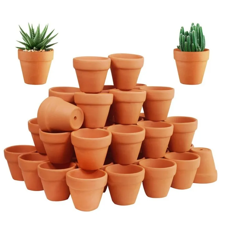 50 Pcs Tiny Terracotta Pots - 1.3 inch Small Mini Clay Pots with Drainage Holes Flower Nursery Terra Cotta Pots for in/outdoor