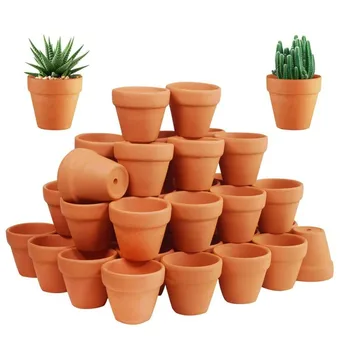 50 Pcs Tiny Terracotta Pots - 1.3 inch Small Mini Clay Pots with Drainage Holes Flower…