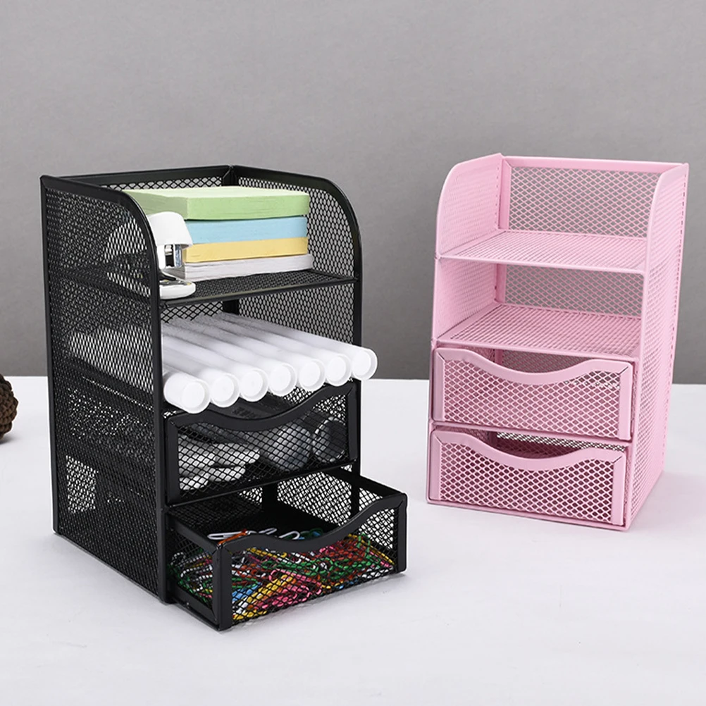 

Three-Layer Iron Desktop File Organizer Drawer Storage Box Office Desk Organizer Small Storage Drawers for Home Classroom