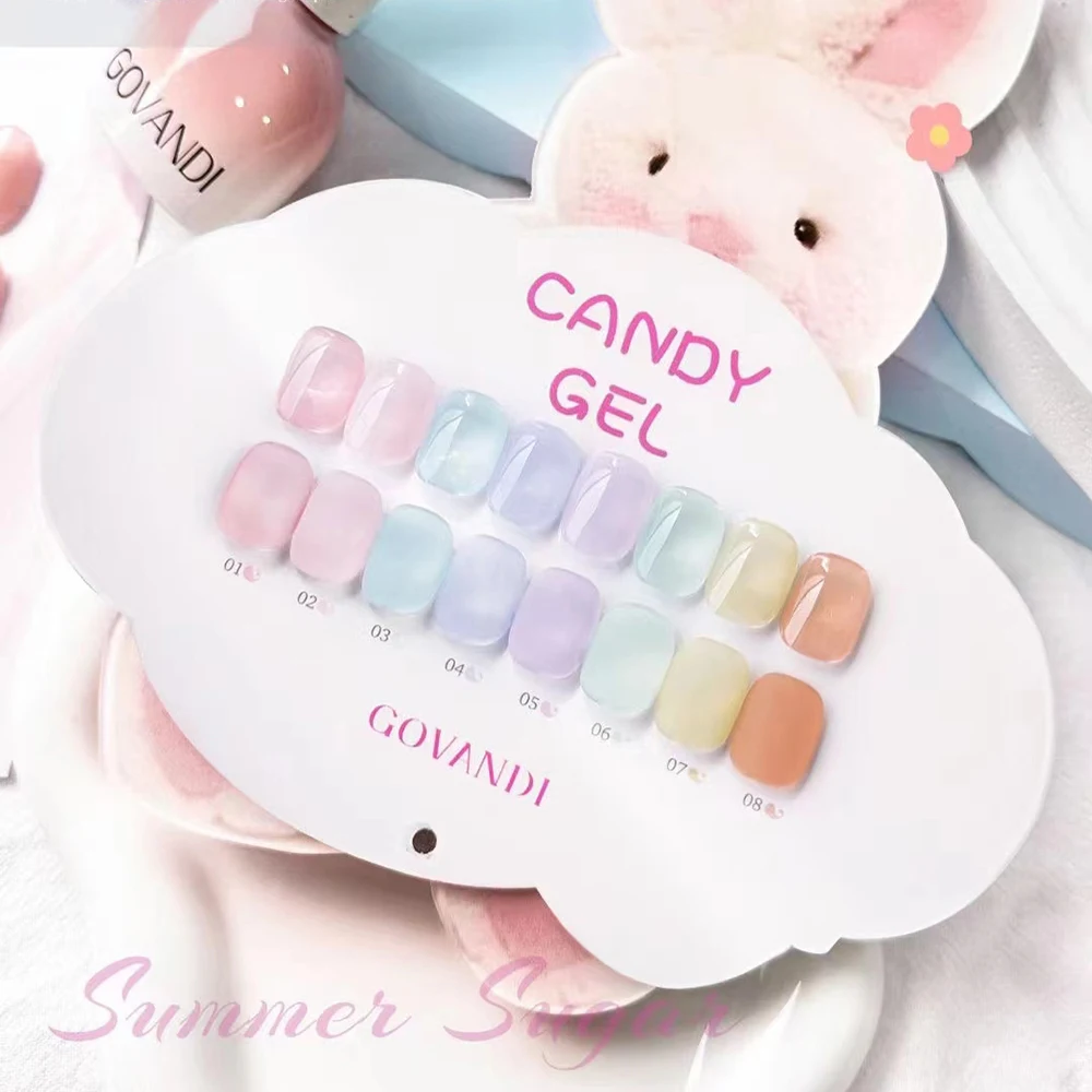 Summer Candy Translucent Gel Nail Polish Set UV Soak Off Gelpolish Nail Art Gel Polish Primer Manicure Nails Gel Lacque 8 Color