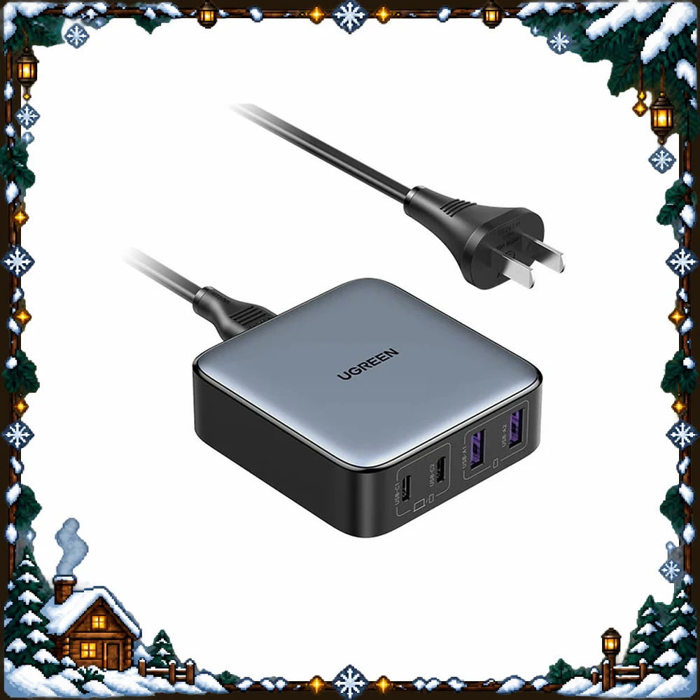 UGREEN 15150 GaN Desktop Charger 65W 2 USB-C 2 USB-A 4-Port Fast Charging Station 1.5m Power Cord for Laptop Phone Tablet