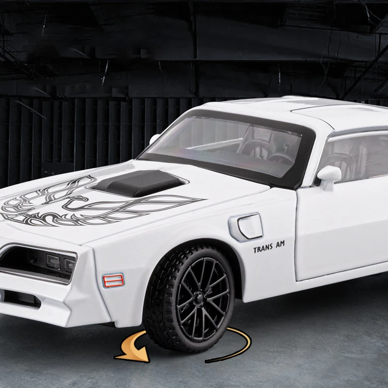 Nuevo modelo de coche musculoso de aleación Firebird 1:32, sonido y luz, juguete coleccionable para niños, regalo de cumpleaños