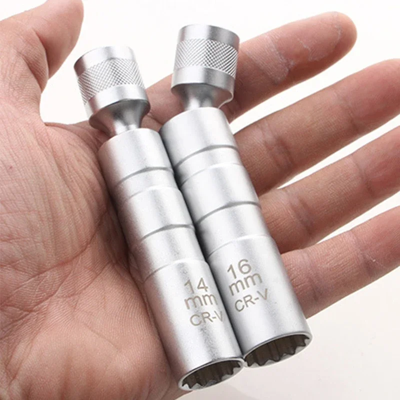 

Spark Plug Socket Wrench Adapter 14mm16mm Set Universal Joint with Magnetic Flexible Socket Thin Wall 3/8" Drive Car Repair Tool