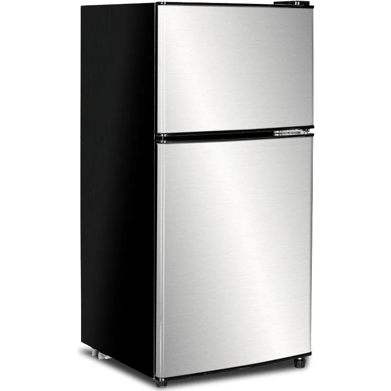 

Compact Refrigerator 3.2 Cu Ft 2 Door Mini Fridge with Freezer for Apartment, Dorm, Office, Family, Basement, Garage - Silver