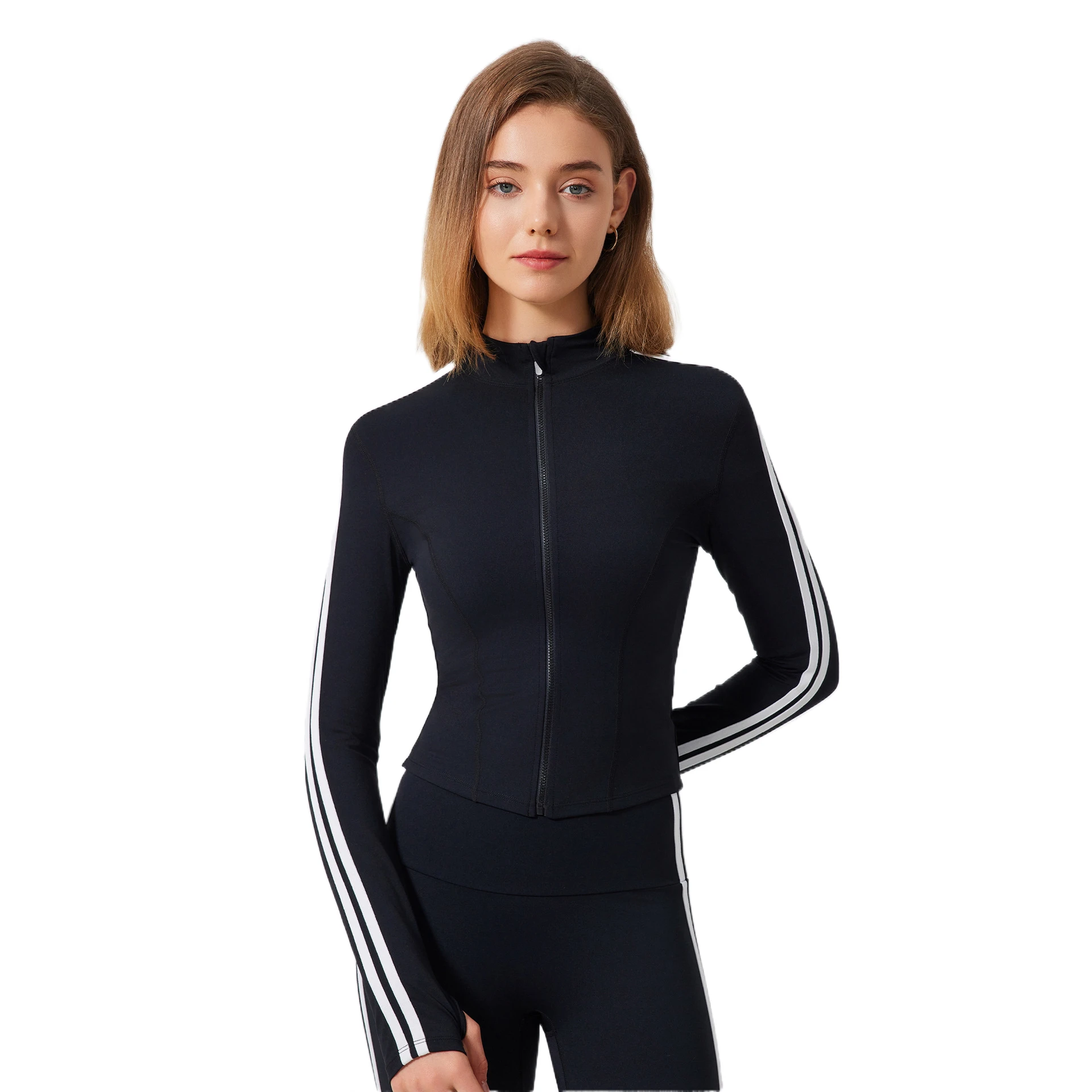 

Mermaid Curve American Style Yoga Clothes Women's Casual Jacket Long Sleeve Zipper Running Skin-Friendly Sports Fitness Top