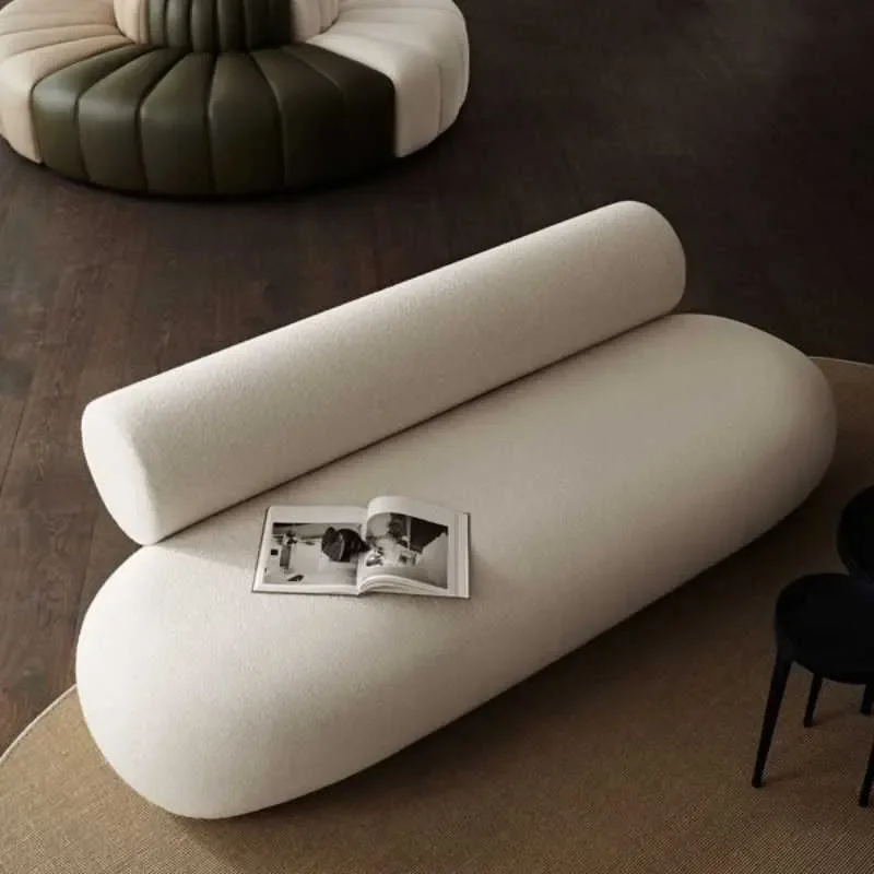 for Nordic Minimalist Ins Style Home Living Room Cream Style Bed and Breakfast Bedroom Special Shaped Sofa Lamb Wool Fabric
