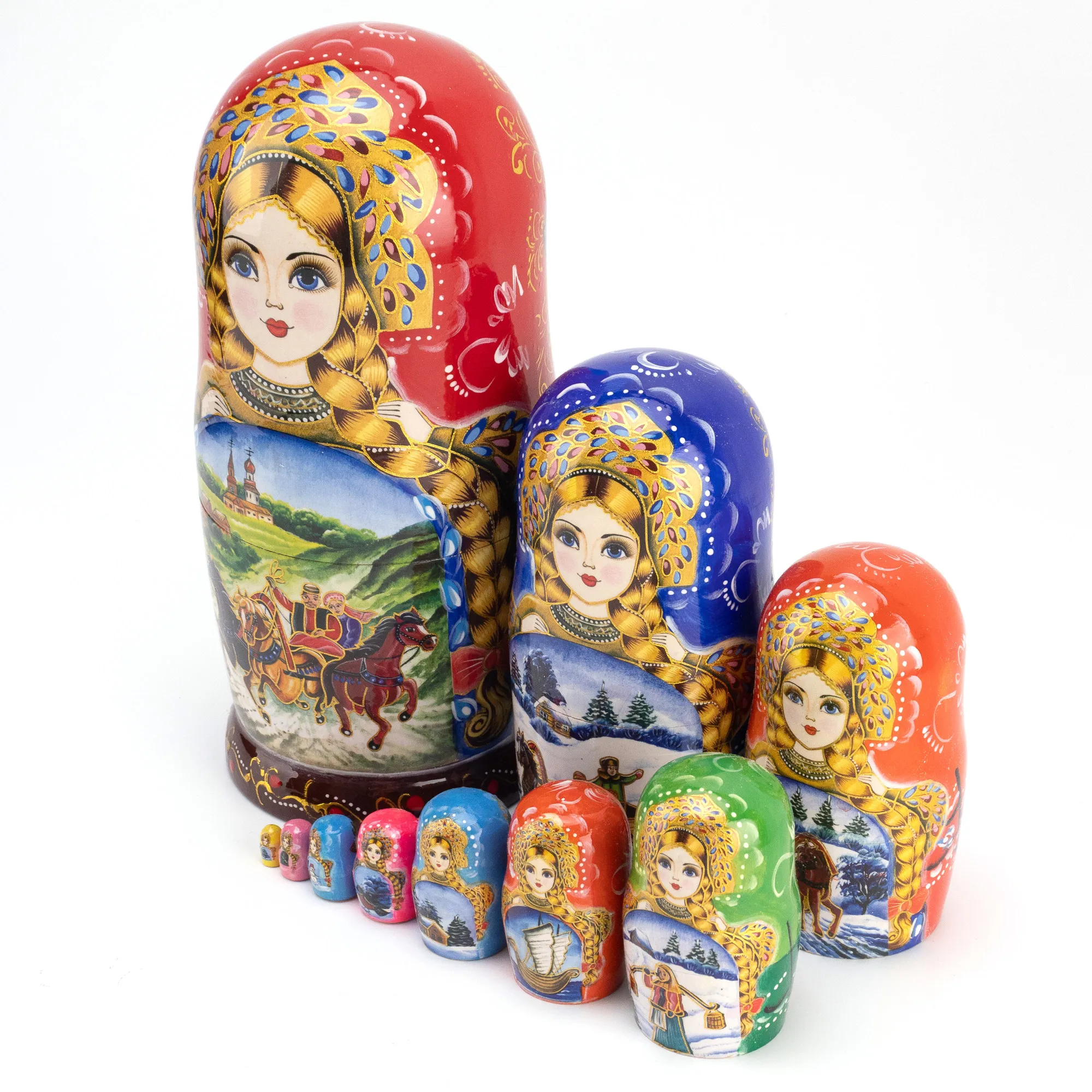 Matryoshka 10-layer boutique lacquered air-dried basswood educational toy creative ornament girl