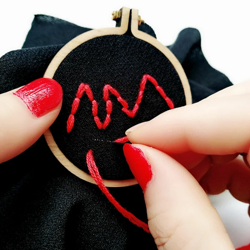 S/M/L/XL Mini Embroidery Hoop Ring Wooden Cross Stitch Frame Handmade Pendant Crafts DIY Embroidery Circle Sewing Kit