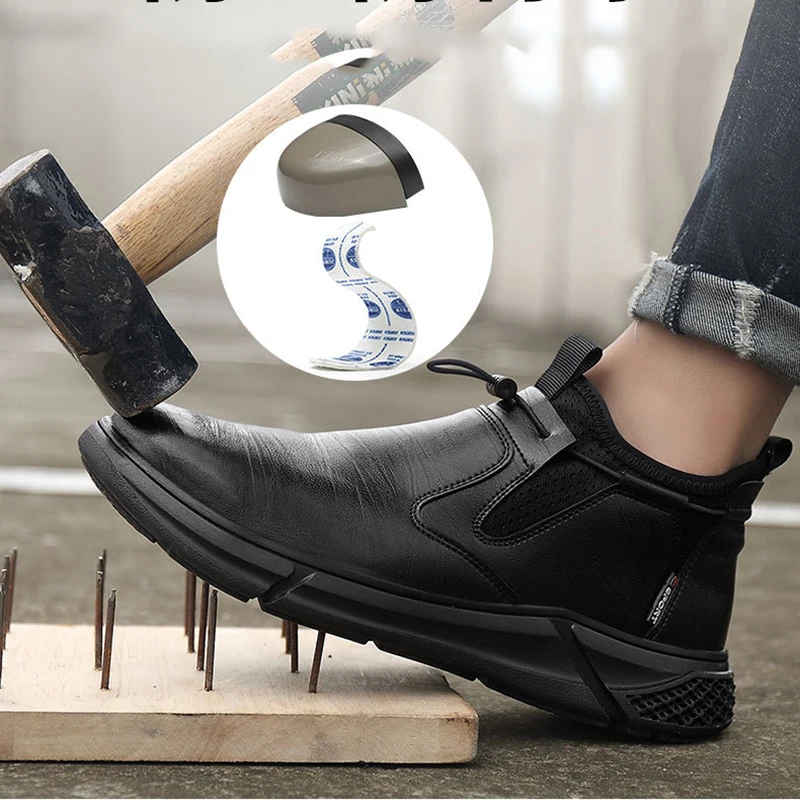 Men Boots Safety Shoes Waterproof Work Sneakers Anti-smash Anti-Punctur Work Shoes Lightweight Male Protective Shoes