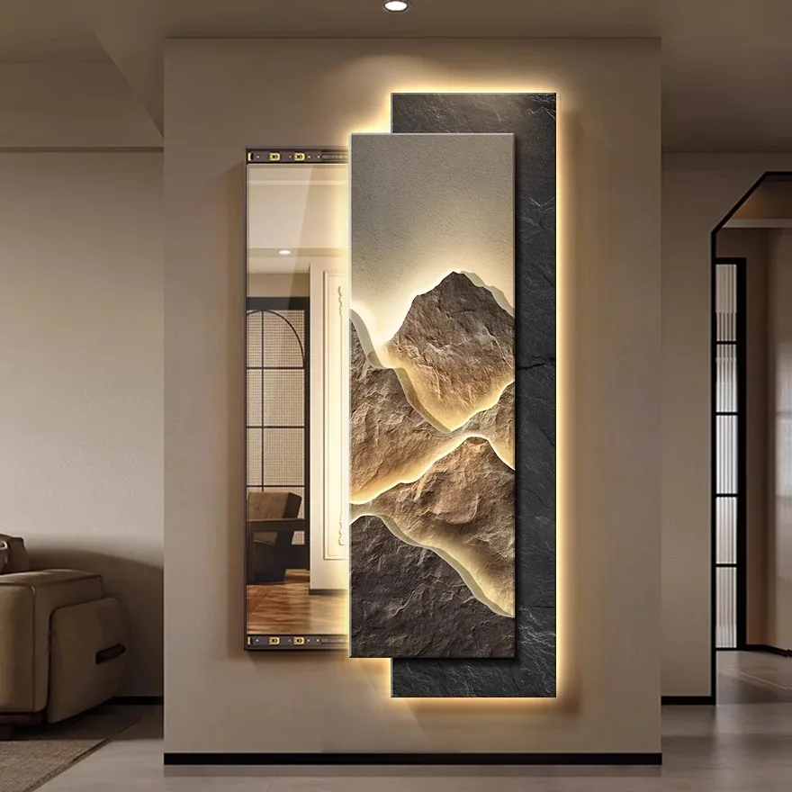 No punching required, push-pull hidden mirror painting, LED light painting, invisible dressing mirror painting