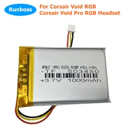 New 523450 503450 3.7V 1000mAh Battery For Corsair Void RGB, Cor sair Void Pro RGB Headset Accumulator 1.25mm 3pin Plug