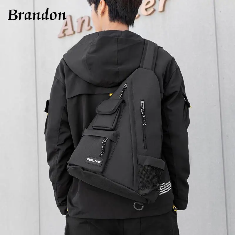 

Harajuku street workwear crossbody bag Japanese style men's Hong Kong style retro backpack large capacity student backpack