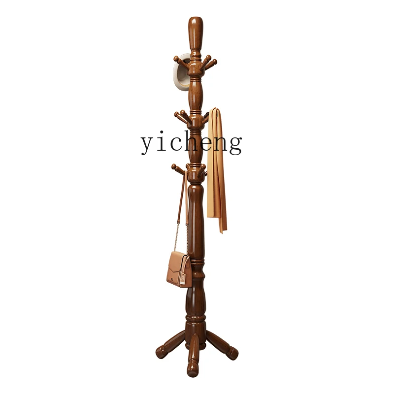 

ZC all solid wood coat rack floor-to-ceiling bedroom new Chinese simple hanger household vertical hanger