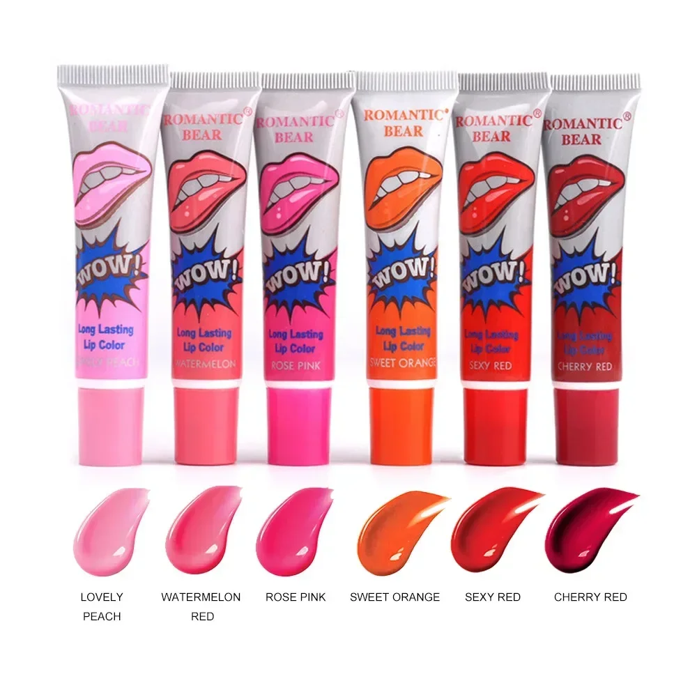 Colores Tear Pull lápiz labial líquido teñido brillo de labios de larga duración maquillaje hidratante resistente al agua brillo de labios cuidado para los labios