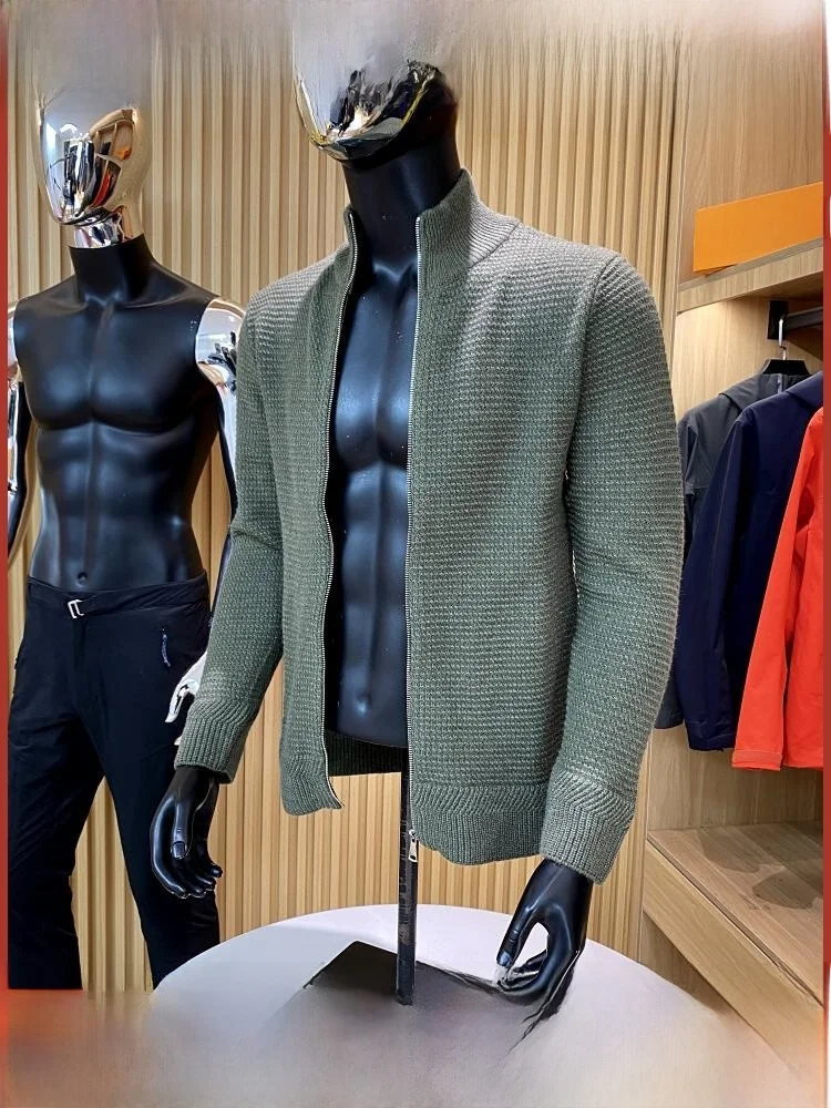 

Теплый шерстяной вязаный свитер, пальто, мужской цветной воротник-стойка, осень-зима, Новое поступление, молодежный длинный кардиган Faion