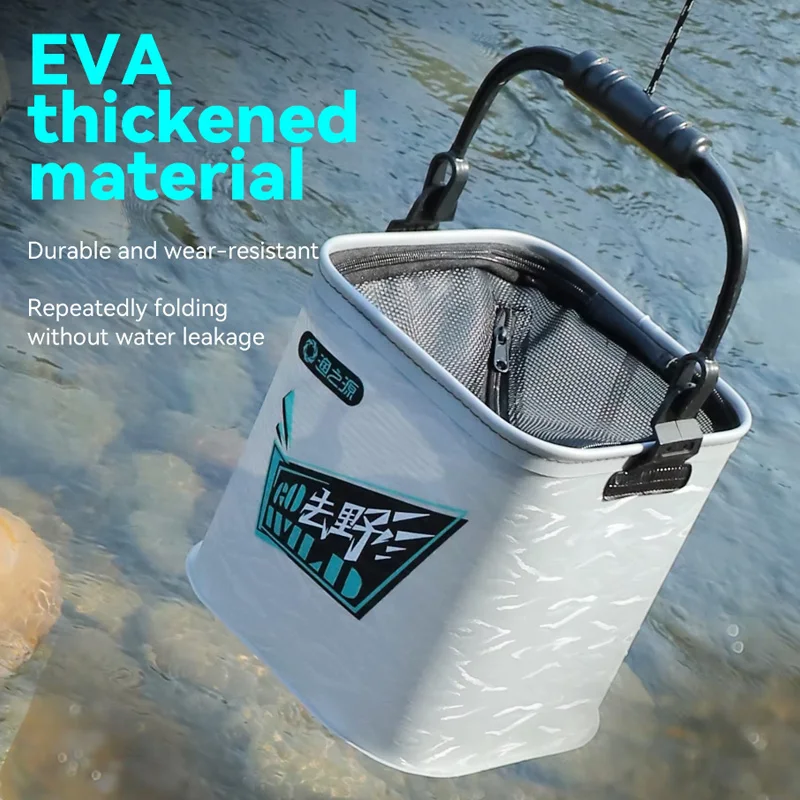 دلو طعم السمك المباشر السميك القابل للطي من مادة EVA: منظم أدوات محمول متعدد الوظائف مقاوم للماء للتخييم في الهواء الطلق #3