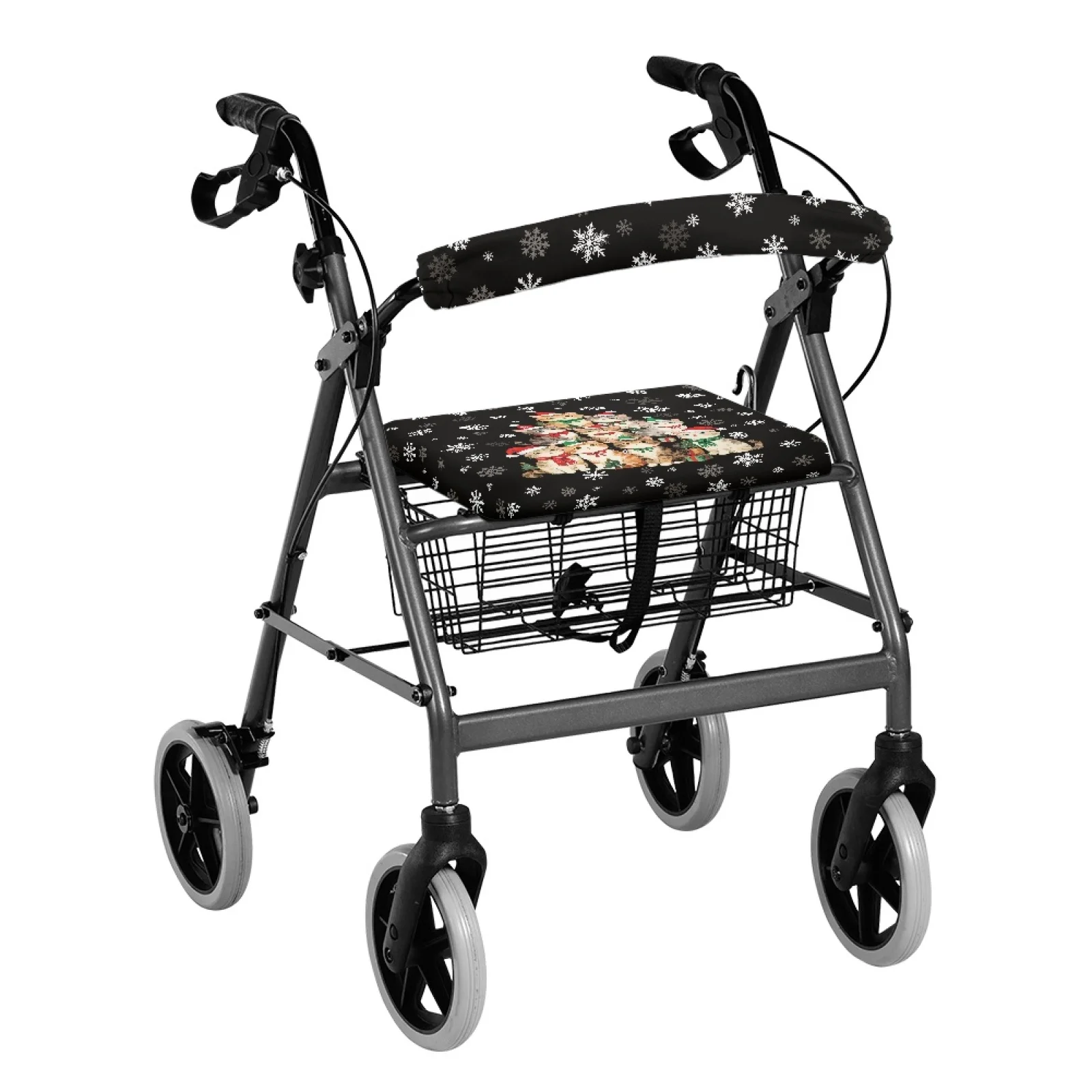 Coloranimal Snowflake Print 2PCS Walker Protection Decor Covers Adjustable Walker Seat Cover for Elderly
