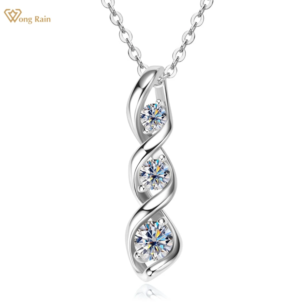 

Wong Rain 925 Sterling Silver VVS1 3EX Round Cut Real Moissanite Diamonds Gemstone Pendant Necklace Fine Jewelry GRA Wholesale