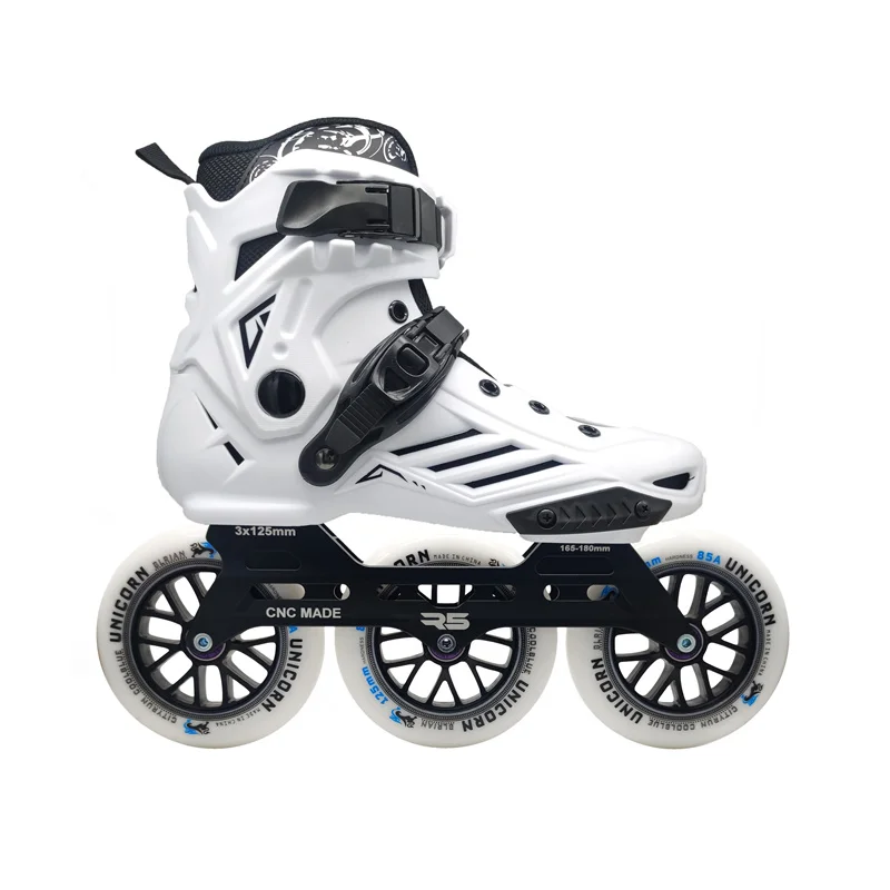 Chaussures de patins de vitesse en ligne pour le patinage à roulettes sur route de rue, baskets de course de fitness à une ligne, R5 3x125mm,