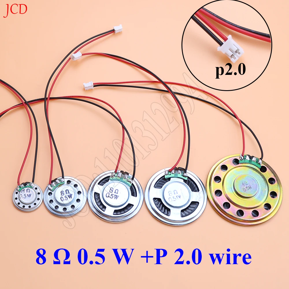 2PCS New ultra-thin speaker 8 ohms 0.5 watt speaker diameter 20/23/28/30/36/40/57mm PH2.0 terminal wire length 15CM