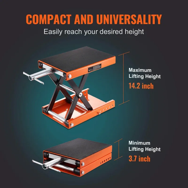 1100LBS Motorcycle Scissor Lift Jack Wide Deck Steel Lift Stand with Safety Pin for Motorcycle Repair Maintenance view 6