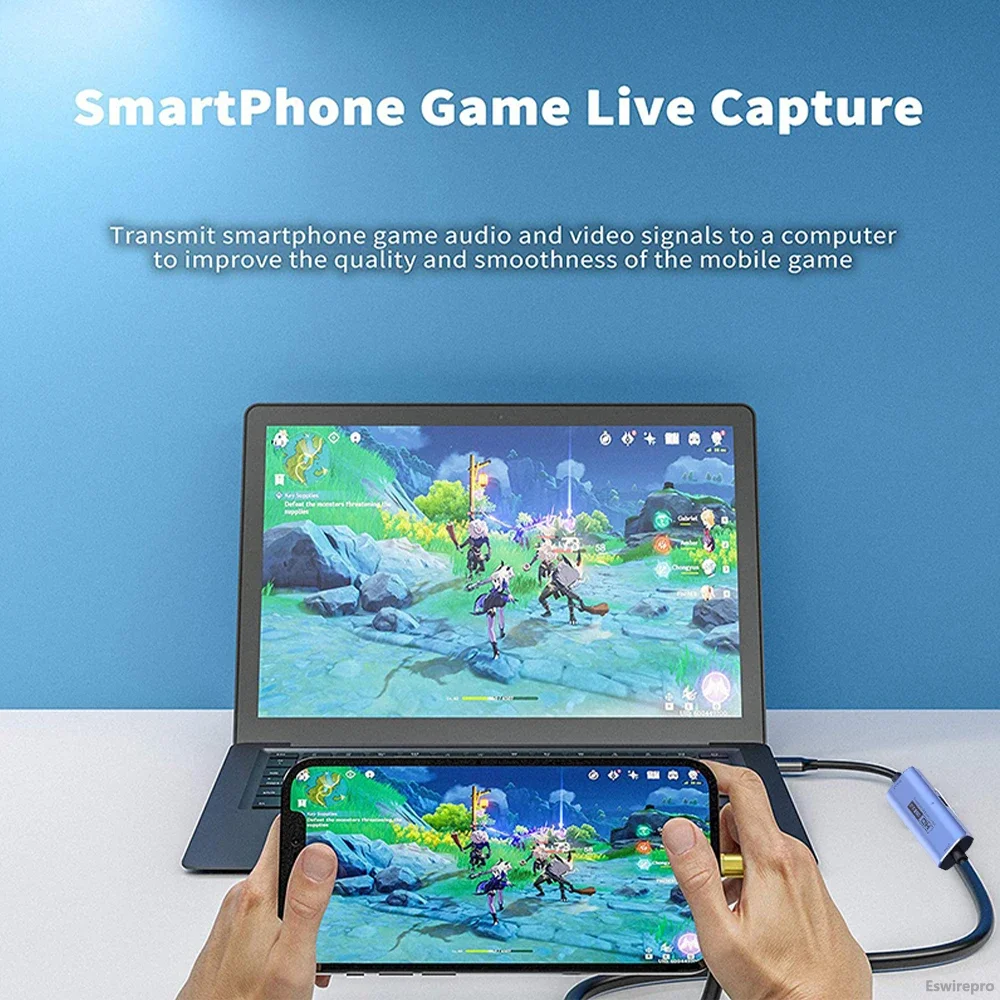 Dispositivo grabador de captura de vídeo USB C, caja de transmisión en vivo, Grabber para Nintendo Switch Steam Deck iPhone 15 Pro Max, placa de captura