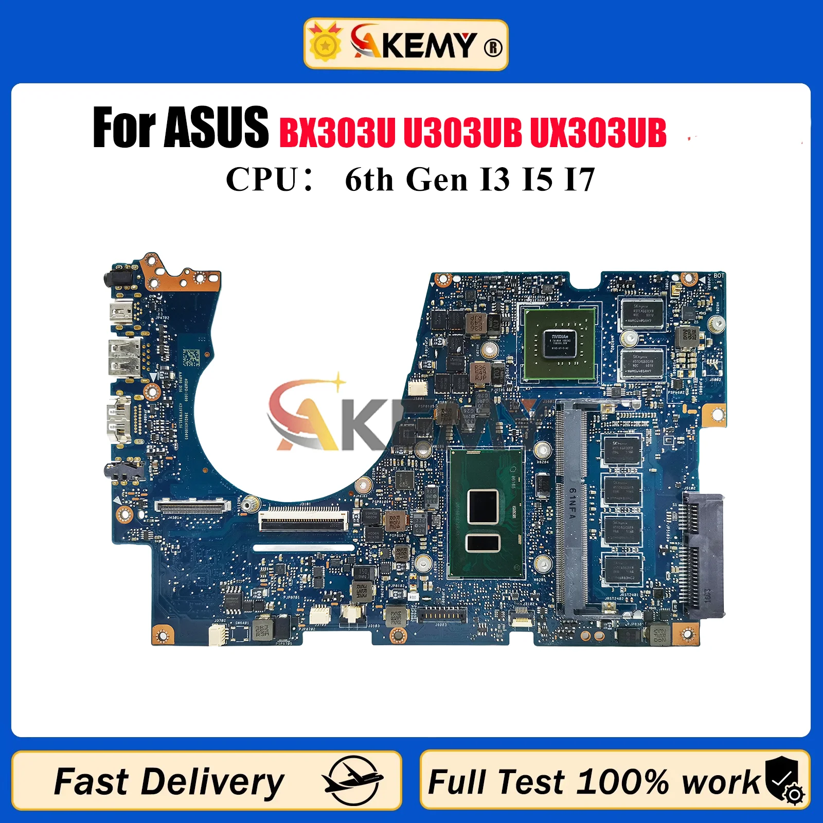 

UX303UB Laptop Motherboard For ASUS ZenBook UX303U BX303U U303UB U303UA U3000 UX303UB Mainboard With I3 I5 I7 CPU 100% tests OK