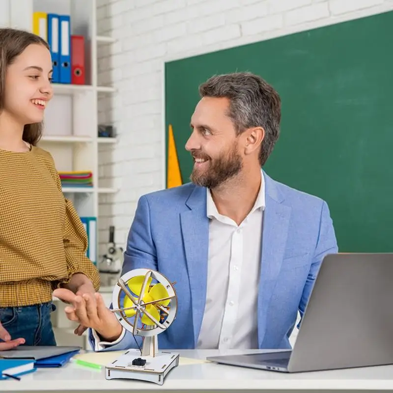 Kits de construcción de ensamblaje de ventiladores, Kit de experimentos de ventilador de madera para aprendizaje de ciencias, modelo de madera, proyectos de experimentos de ciencia eléctrica para