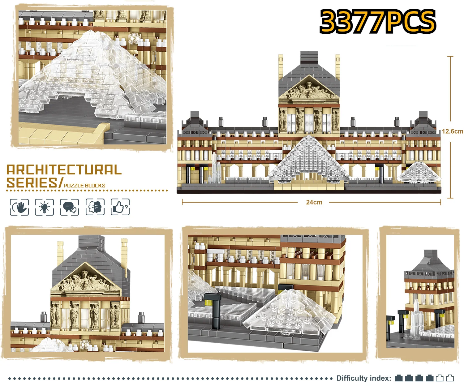 Arquitetura mundial mini blocos de construção paris museu do louvre modelo 3d cidade tijolos diamante brinquedo para crianças