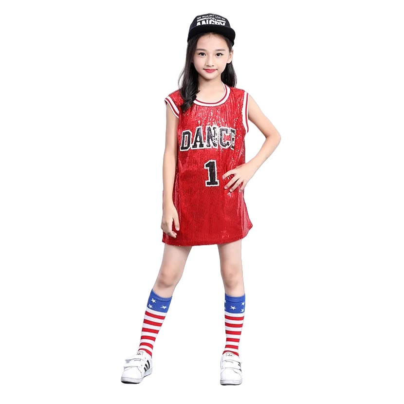 Child Stage Dance Wear Kid Hip-hop Hip Hop Jazz Dance Costume Sequin Latin Modern Dress Clothing Girl Cheerleading Uniform