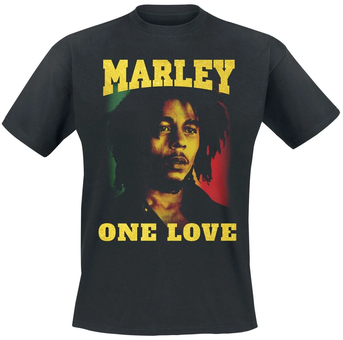 Bob Marley One Love Portrait Print T-Shirt, 100 % Baumwolle, lässiges, neutrales T-Shirt, Reggae-Streetwear