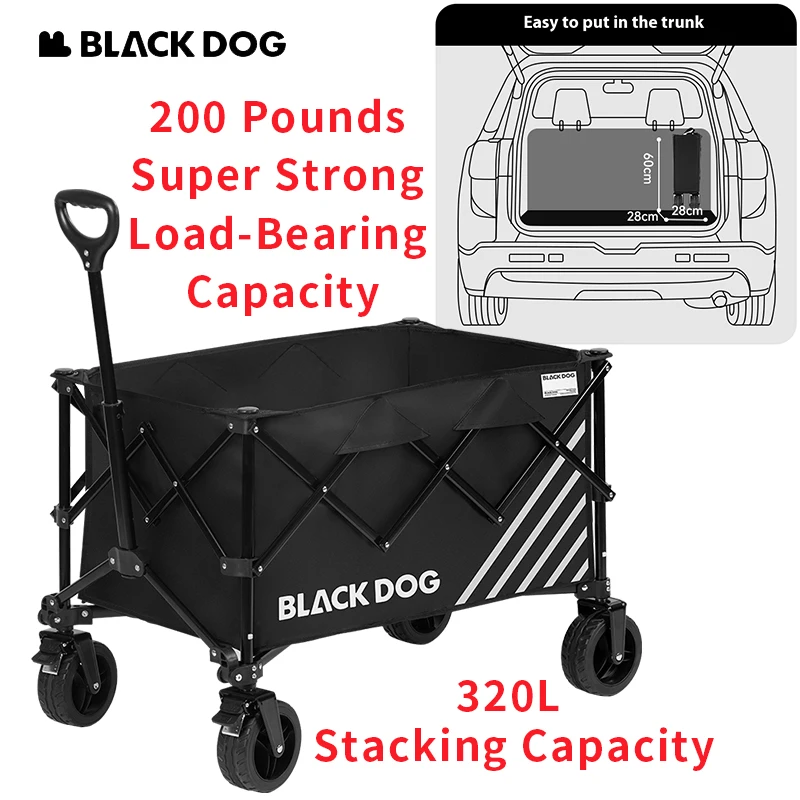 

Naturehike BLACKDOG Land Whale - All Terrain Gathering Storage Cart With a Capacity Of 320L Large Capacity Of 200 Pounds Strong