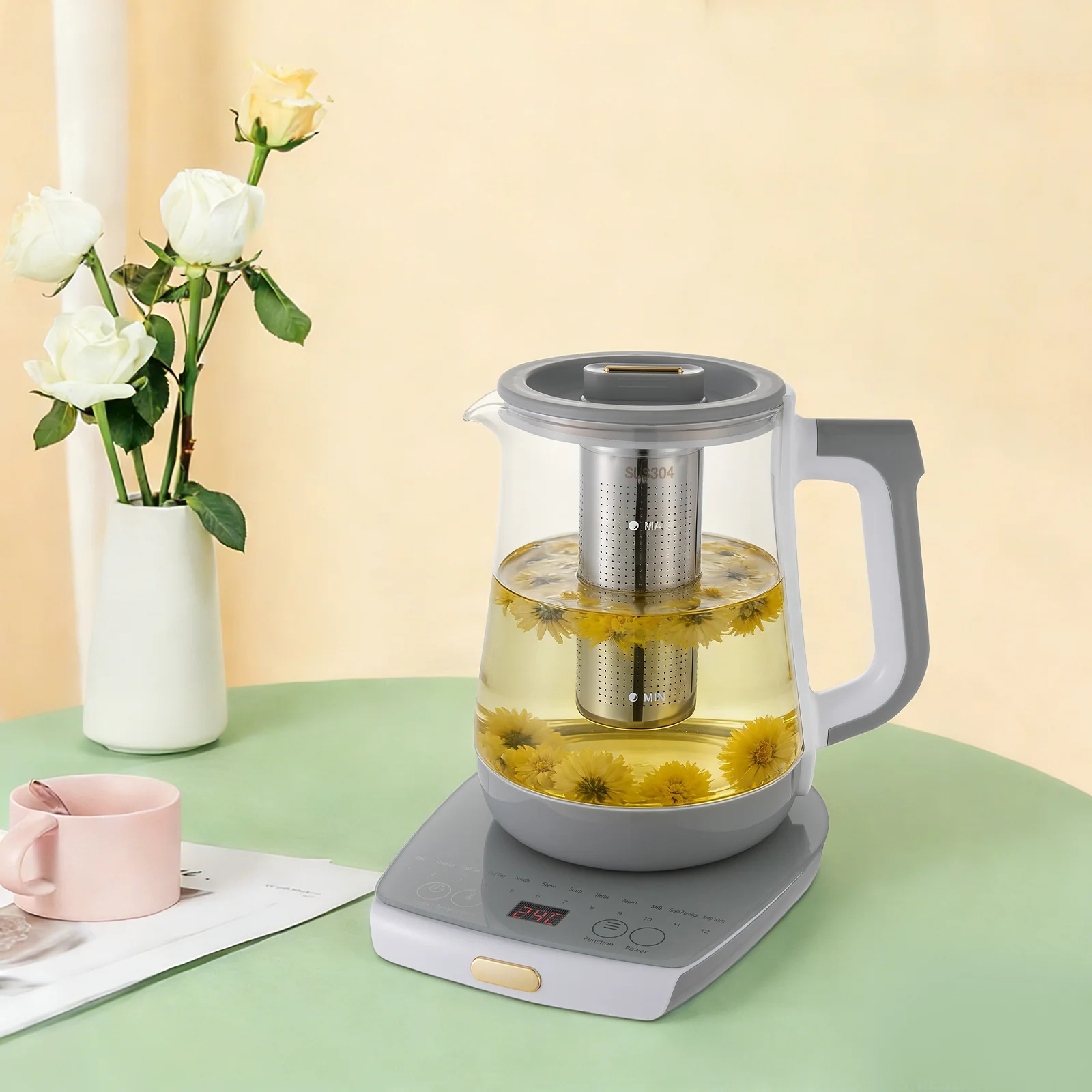 Health-Electric Kettle 12-Hour Constant Temperature,Preset Reservation,Multi-Level Temp Adjustment for Tea & Herbal Soup