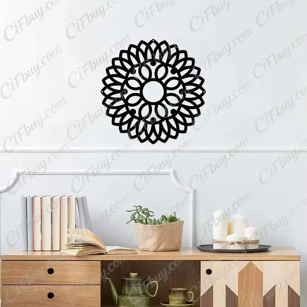 CIFBUY Round Medallion Metal Wall Art Laser Cut Iron Hanging Decor Rust Proof Home Living Room Bedroom Gift Plaque Sign
