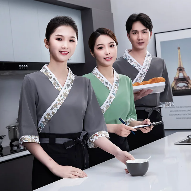 

Catering Waiter Workwear Short-Sleeved Women's Hotel Western Barbecue Hot Pot Restaurant Milk Tea Cake Shop Staff Clo