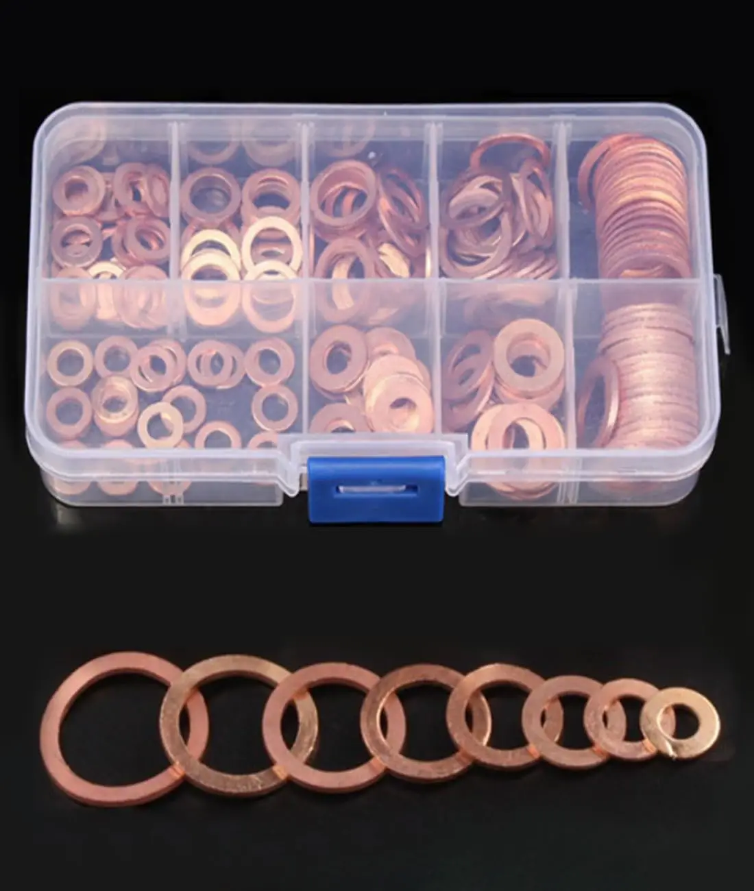 

200pcs Assorted Size Copper Washer Set M5-M14 High Temperature Pressure Resistant Leak Proof for Sump Plugs Auto Repair Home