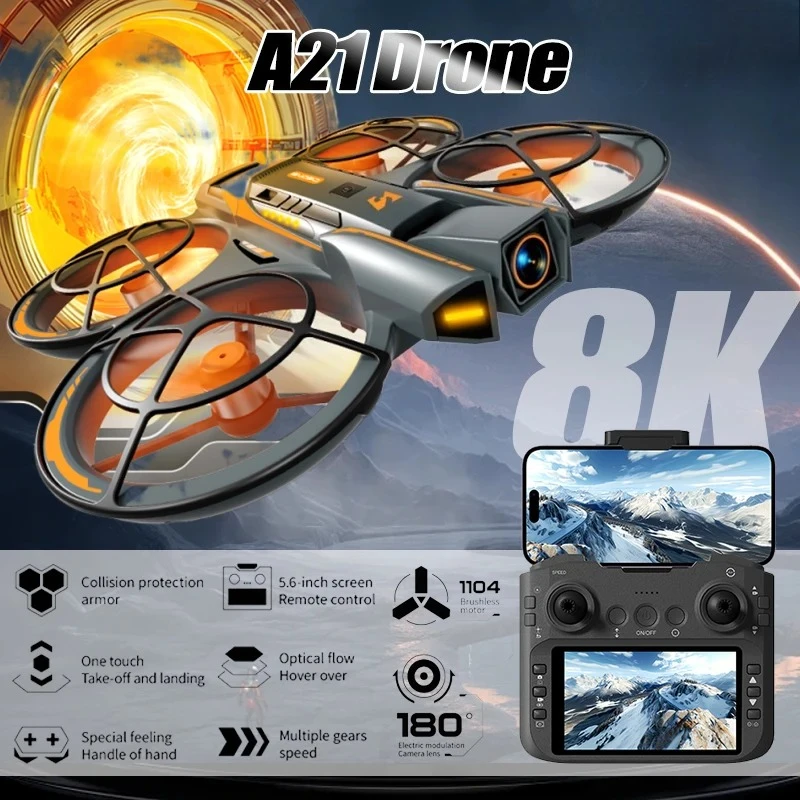 Original A21 PRO Drone 8K Professional 4K HD Dual Cameras with screen RC Brushless Motor Obstacle Avoidance Quadcopter Toys