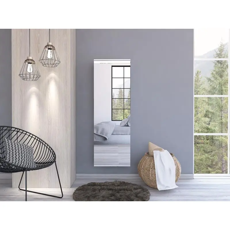 

Wall-Mounted Shoe Rack with Mirror, Single Door, Holds 10 Pairs, White Finish