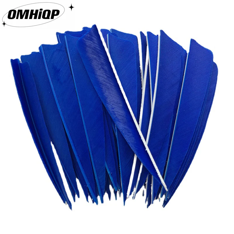 

100Pcs 4Inch Shield Blue Archery Turkey Feather Right /Left Wing Arrow Fletch Vanes For DIY Shooting Hunting