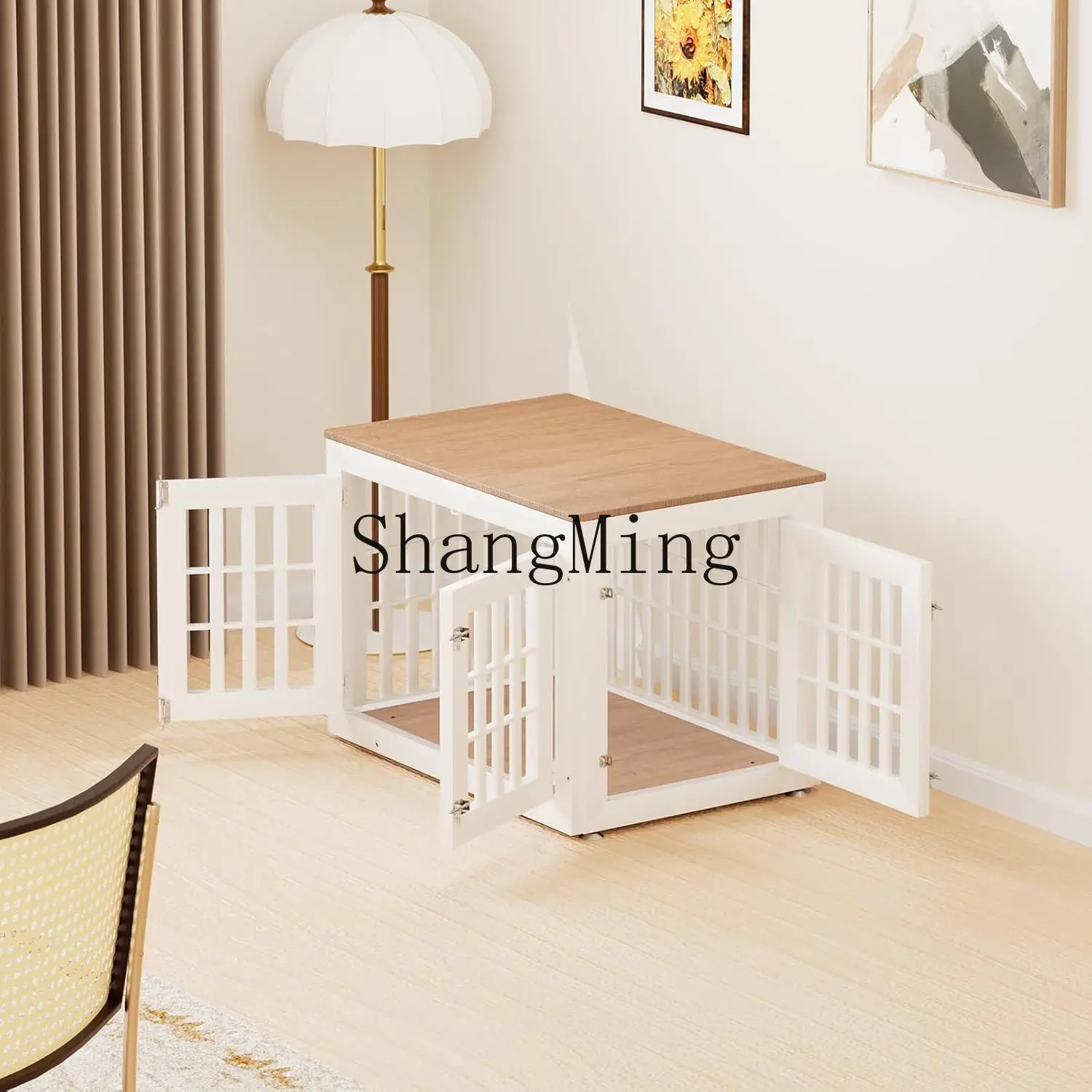 

FG Simple High-Value Home Indoor Dog Cage for Small and Medium Pets, Double-Door Large Space Pet Furniture