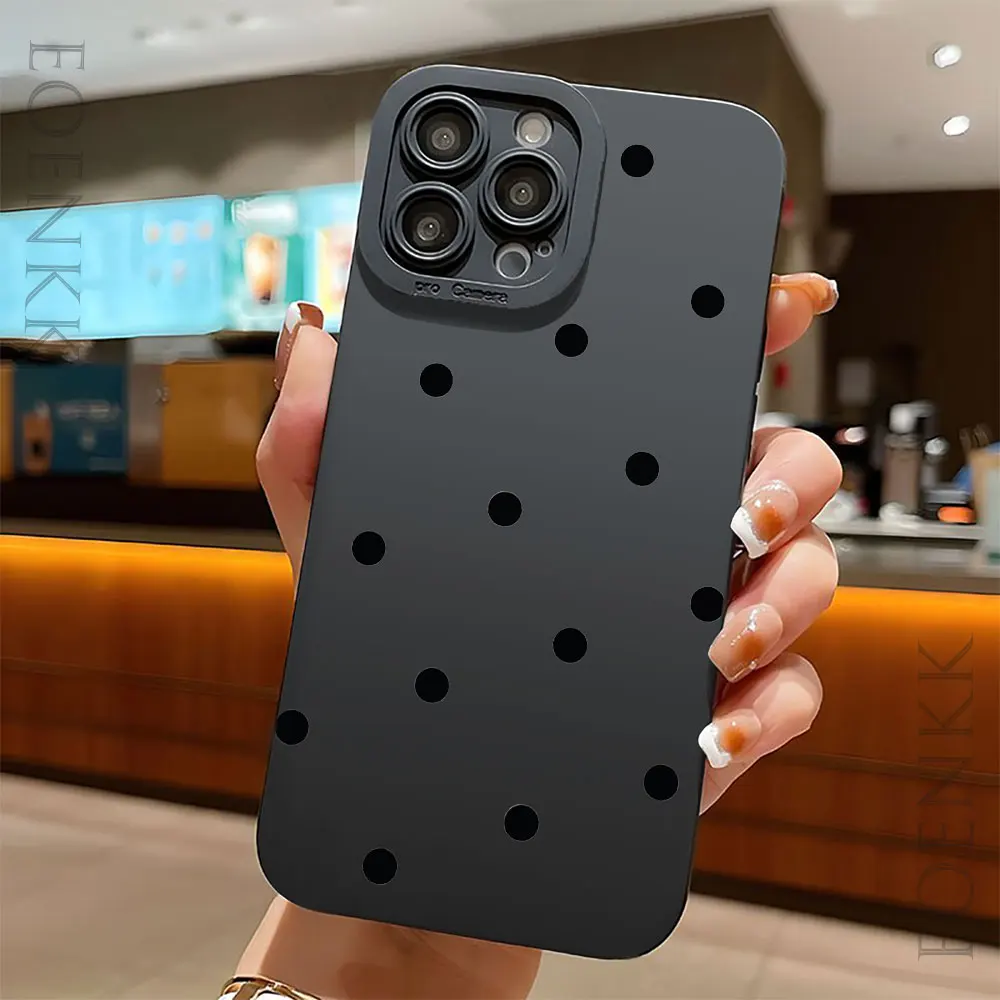 Simple Geometric Dots Protection Phone Case For iPhone 11 12 13 14 15 Pro Max X XR XSMax 12 Mini 7 8 14 15 Plus Silica gel Cover