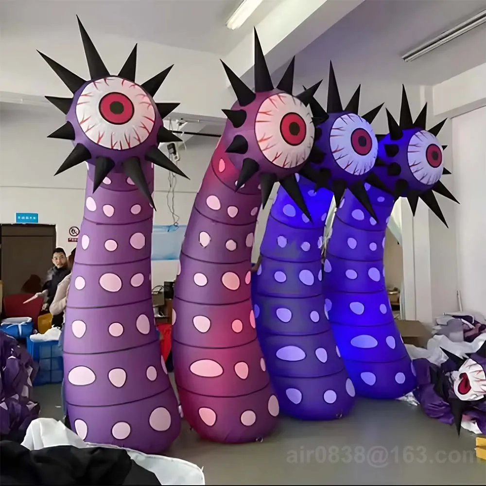 Säule aufblasbares Augenmonster, aufblasbare Augenblumen mit LED-Leuchten, Halloween-Bühne DÉCor für Outdoor-Park-Kunstdekoration