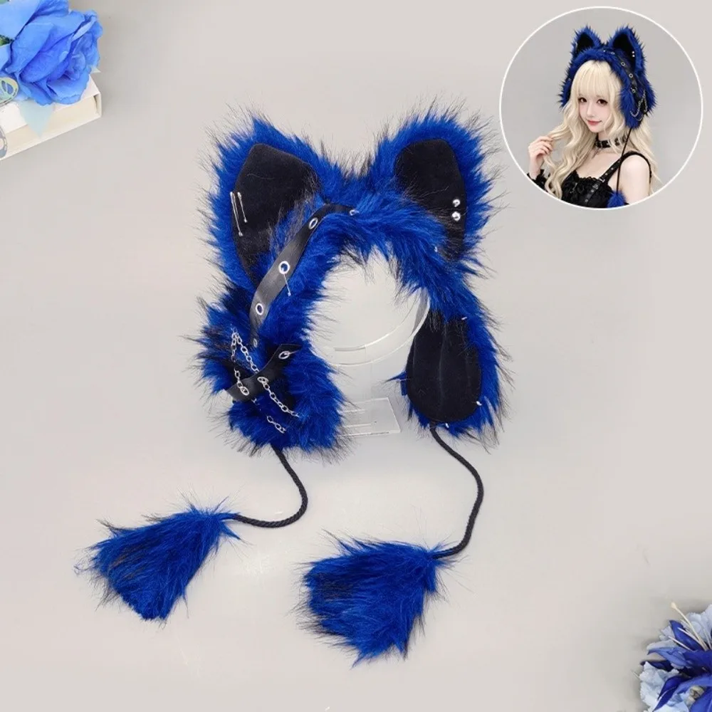 Dark Style Y2K Gothic Cat Ear Earmuffs Cosplay Wind-proof Winter Plush Earmuffs Thick Warm Headwear Faux Fur Ear Flaps Winter