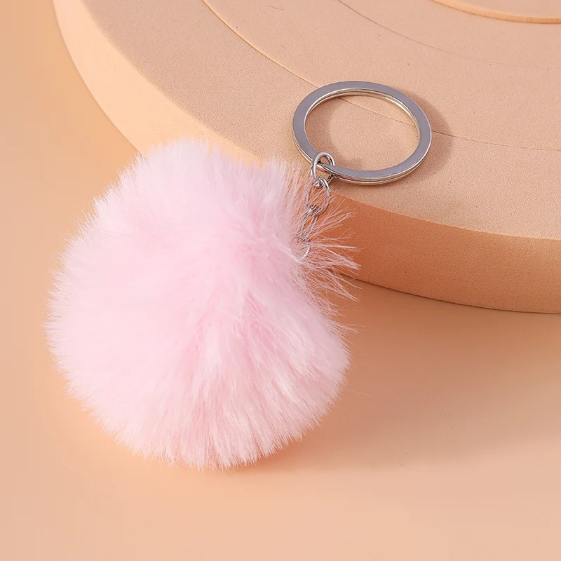 Mode Candy Farben Plüsch Ball Schlüsselbund für Auto Schlüssel Halter Frauen Mädchen Handtasche Anhänger Schlüsselanhänger Zubehör DIY Schmuck Geschenke – Detail 11