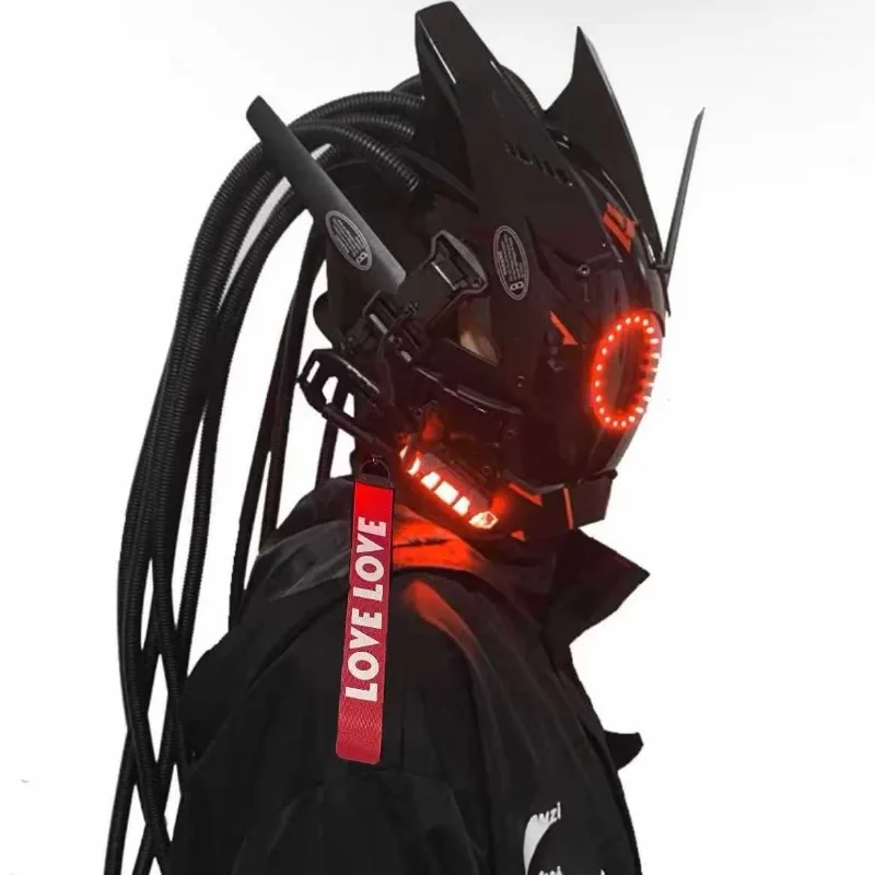 

Cyberpunk mask cosplay men adult full face mask tech mechanical helmet funny hood